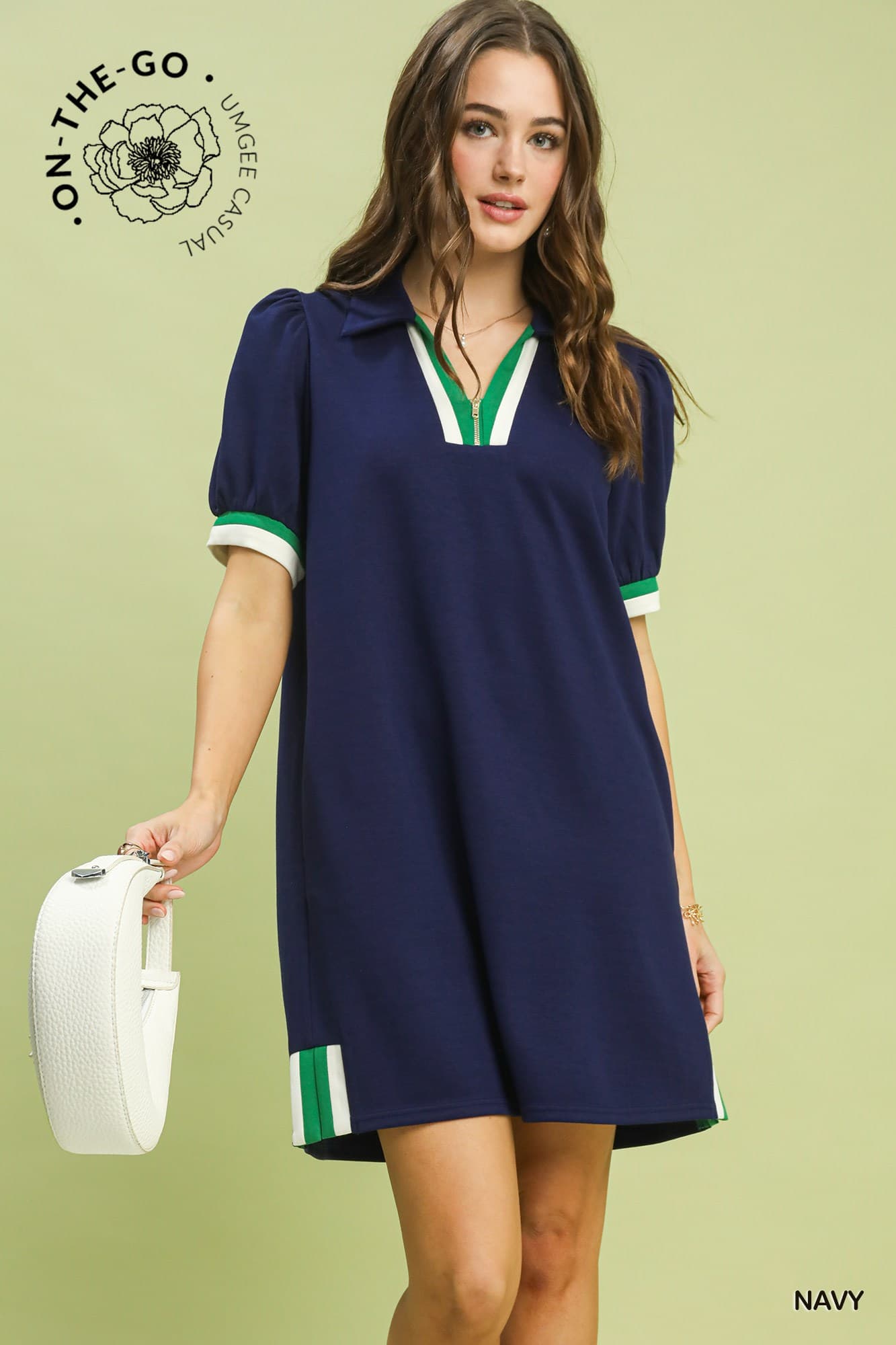 Color Block Zip Front Shift Dress