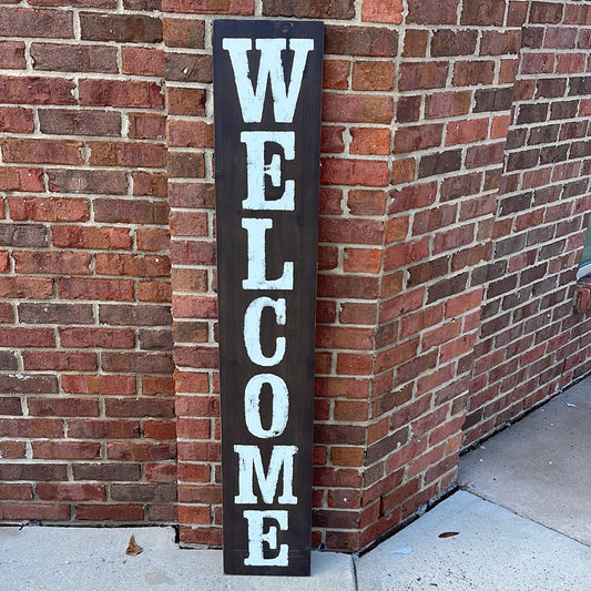 Brown Wooden Welcome Sign.