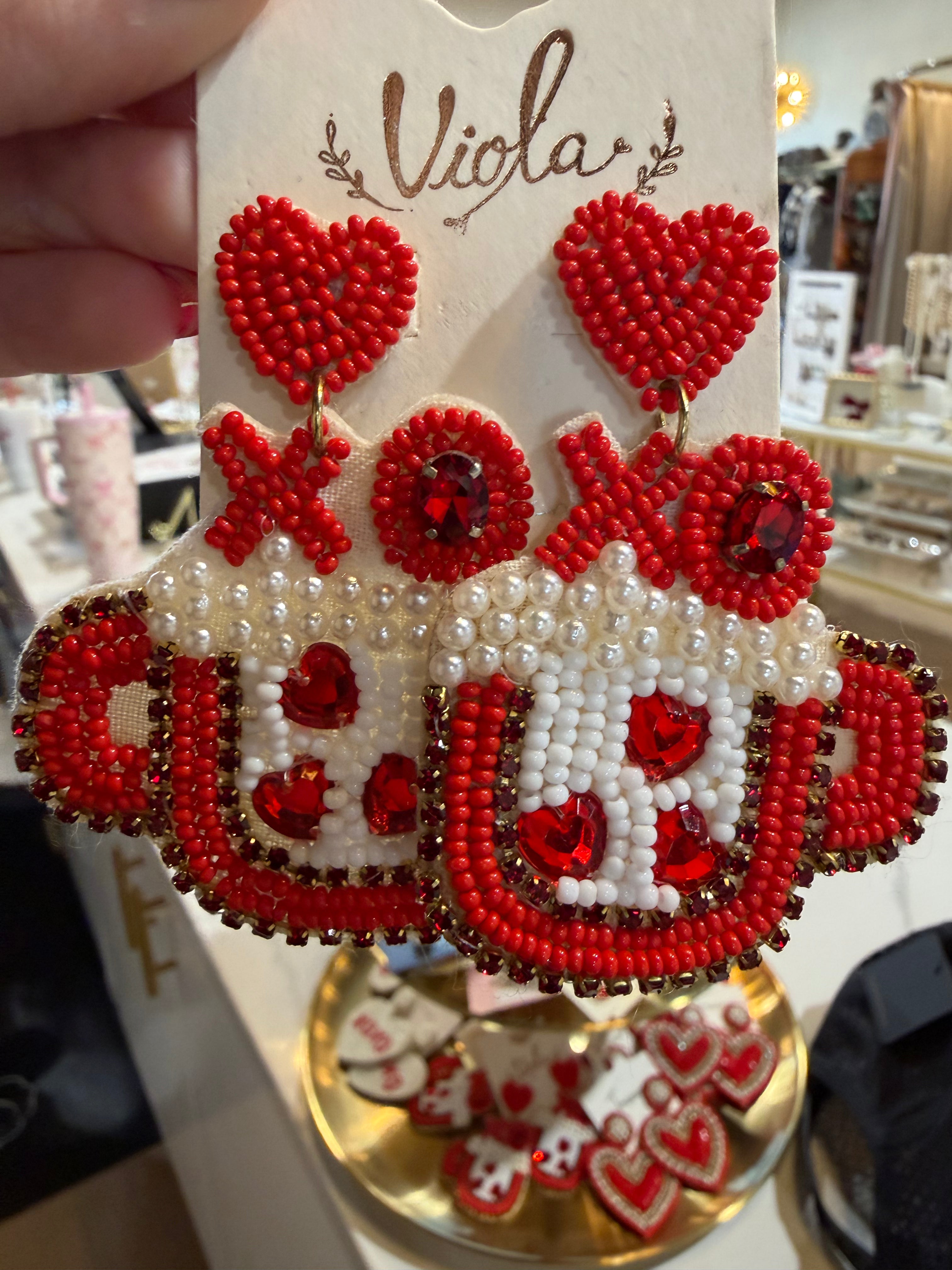 Beaded Heart Earrings