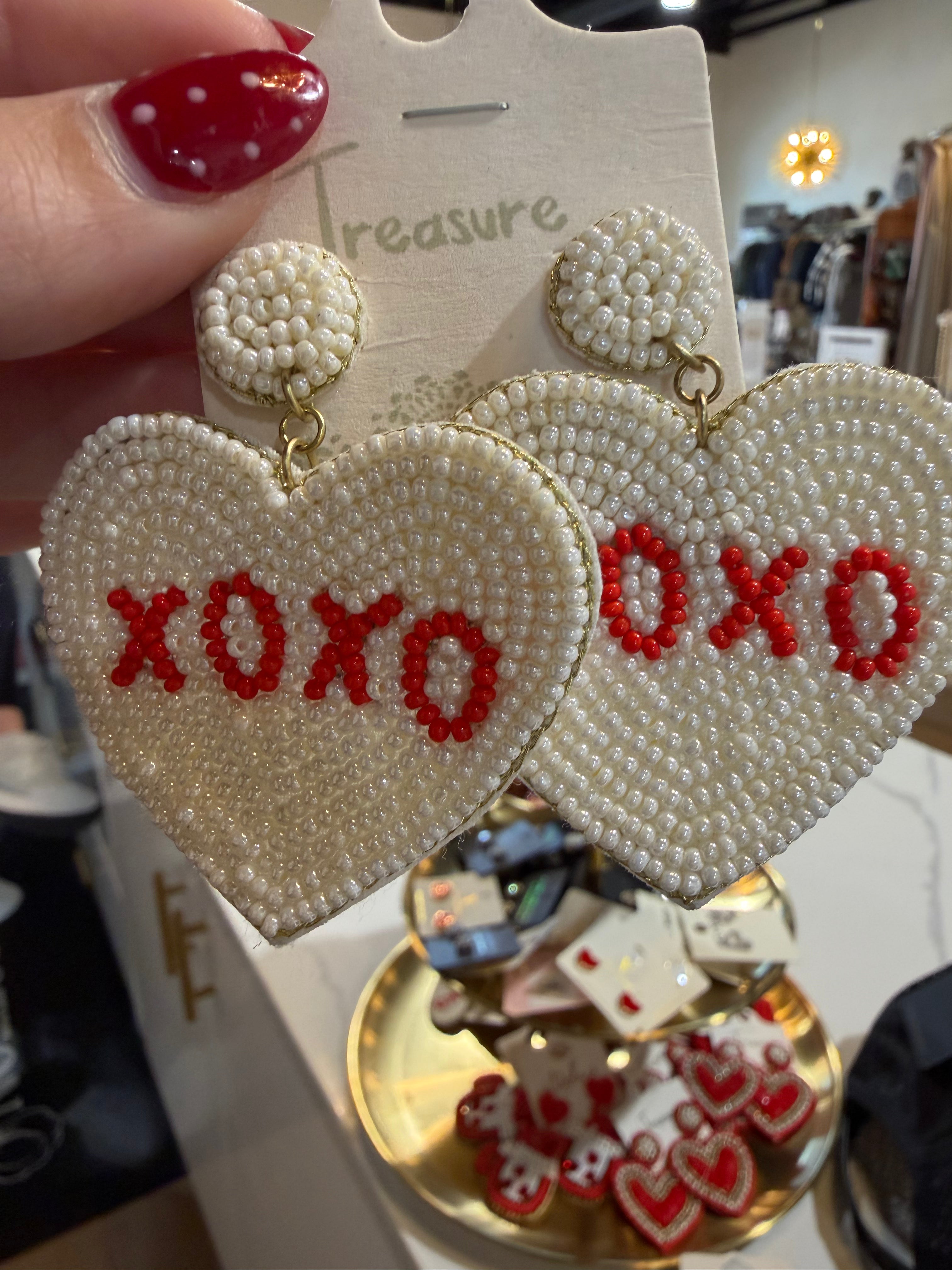 Beaded Heart Earrings