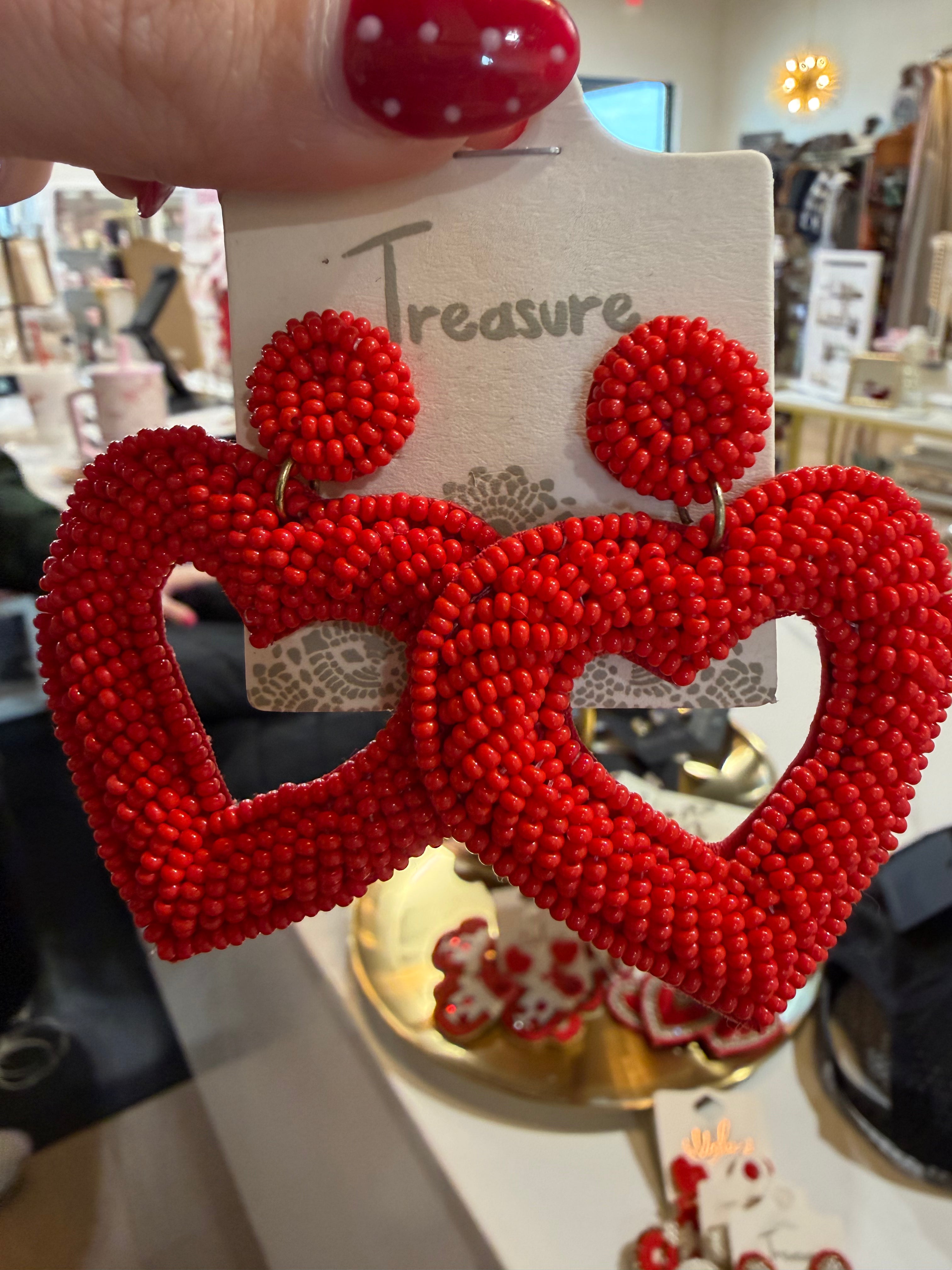 Beaded Heart Earrings
