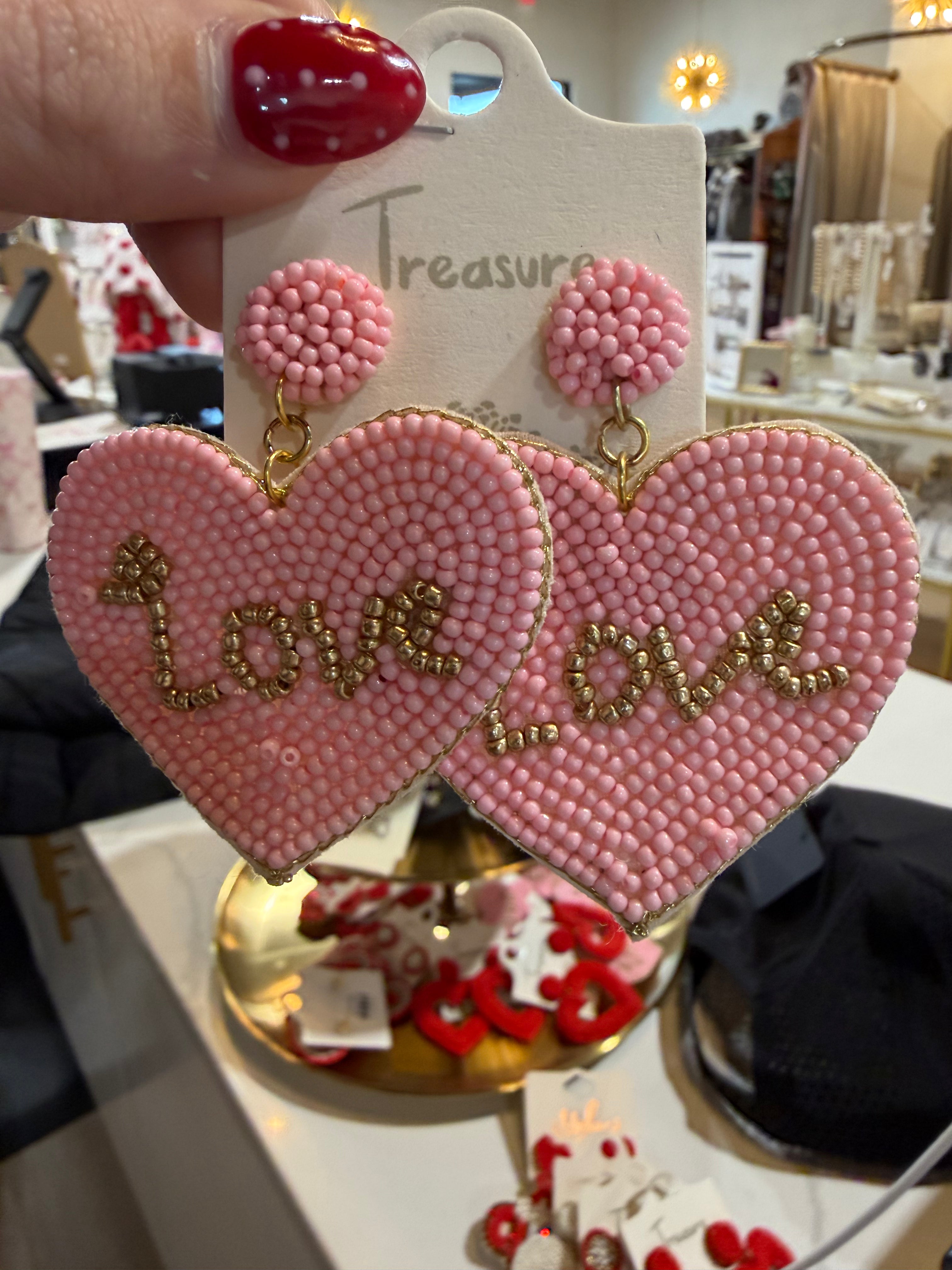 Beaded Heart Earrings