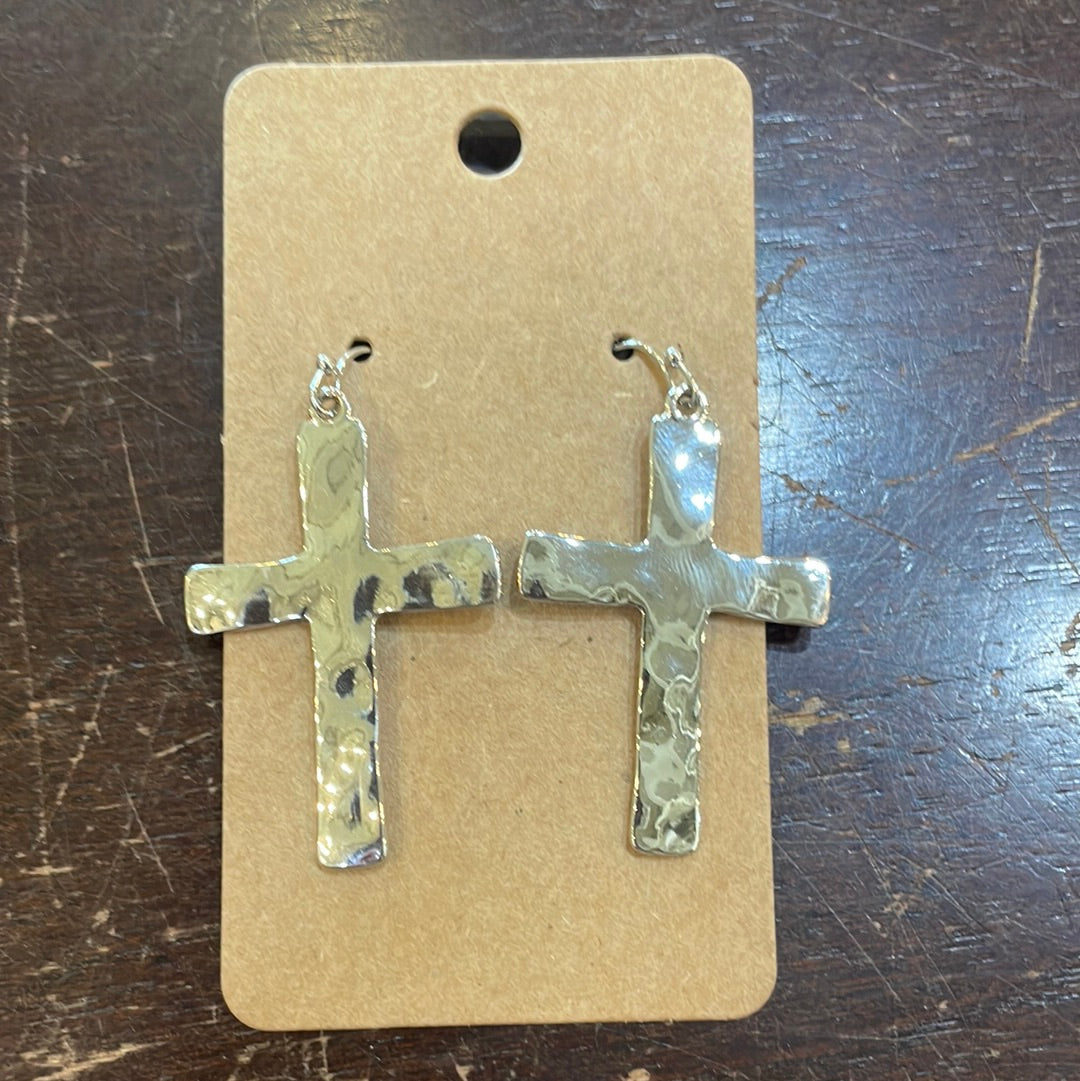 Textured Cross Earrings