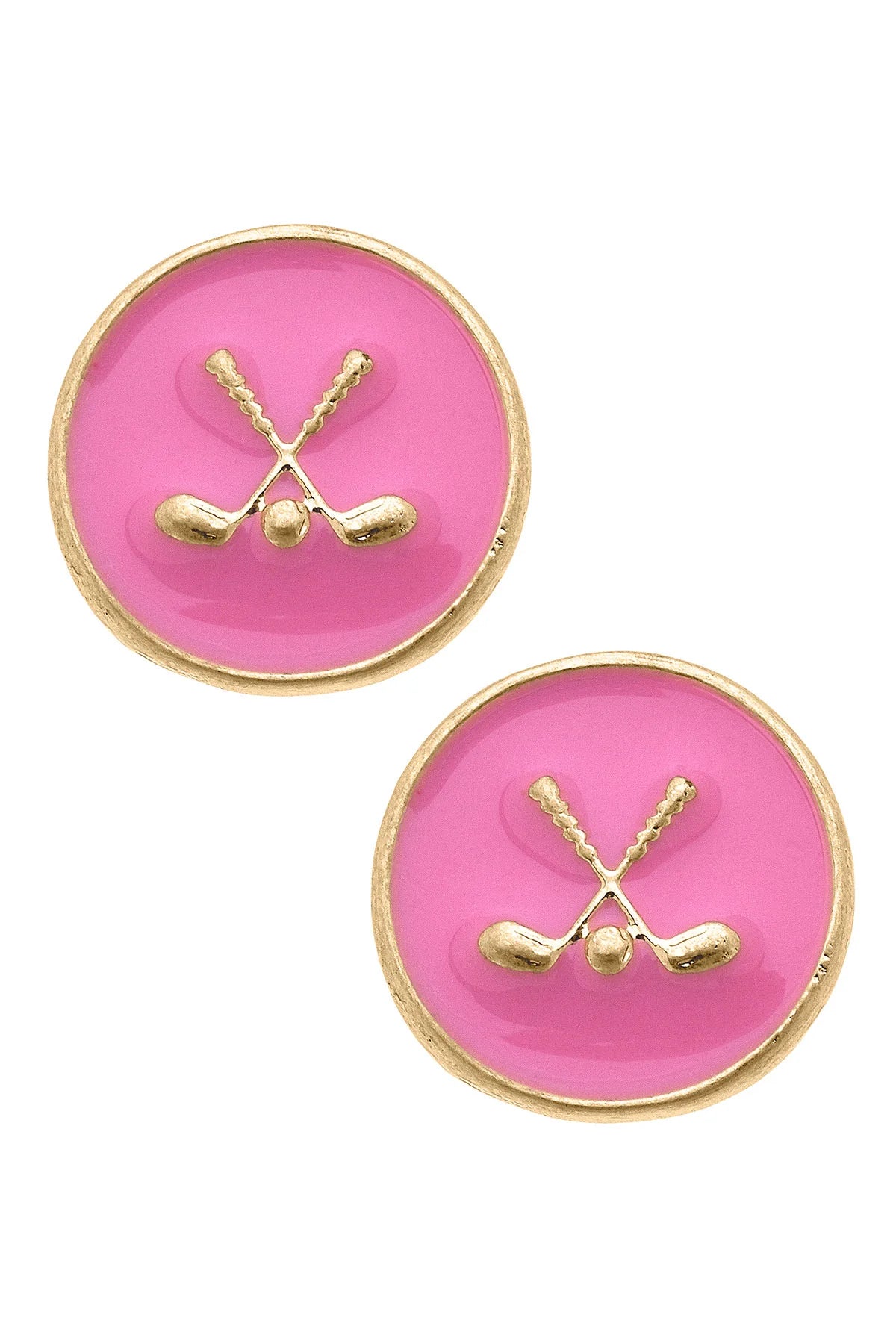 Golf Clubs Enamel Stud Earrings