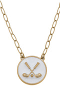 Golf Clubs Enamel Pendant Necklace