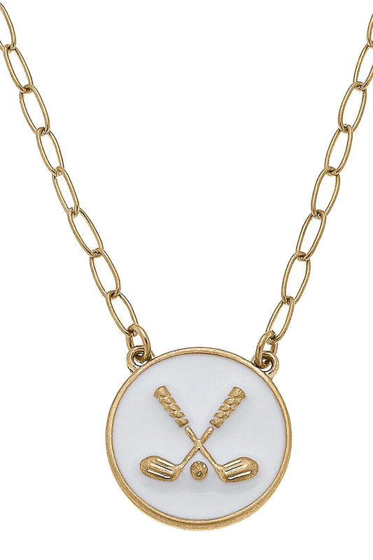 Golf Clubs Enamel Pendant Necklace