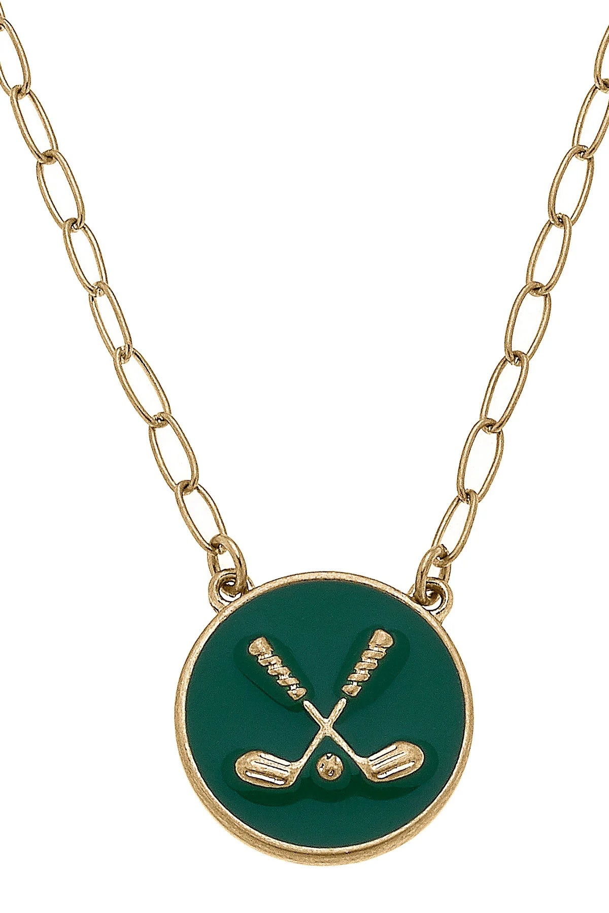 Golf Clubs Enamel Pendant Necklace