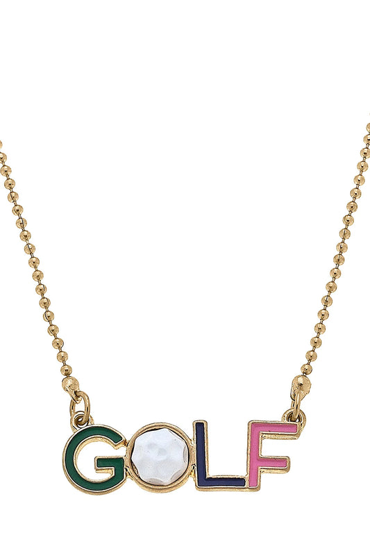 "GOLF" Enamel Pendant Necklace