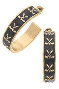 Golf Club Enamel Hoop Earrings