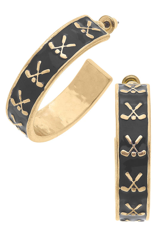 Golf Club Enamel Hoop Earrings