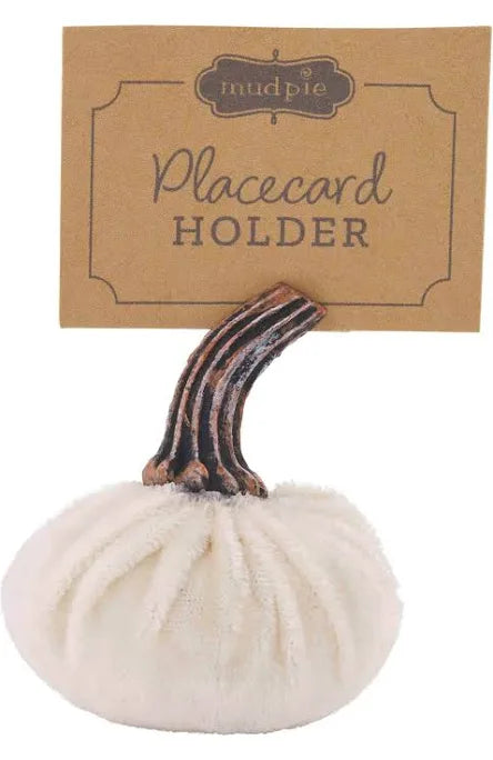 White Velvet Pumpkin Place Card Holder.