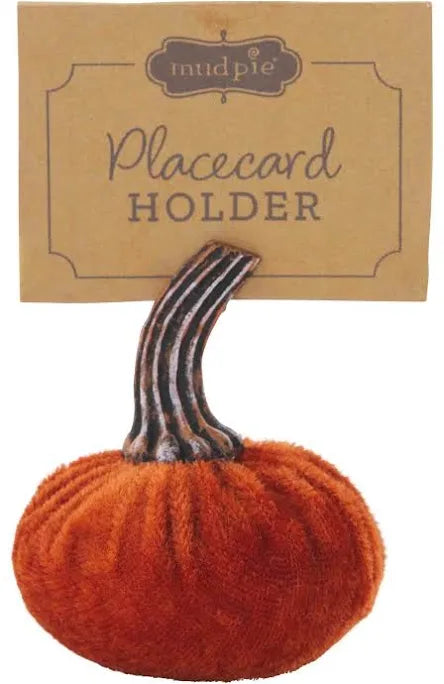 Orange Velvet Pumpkin Place Card Holder.