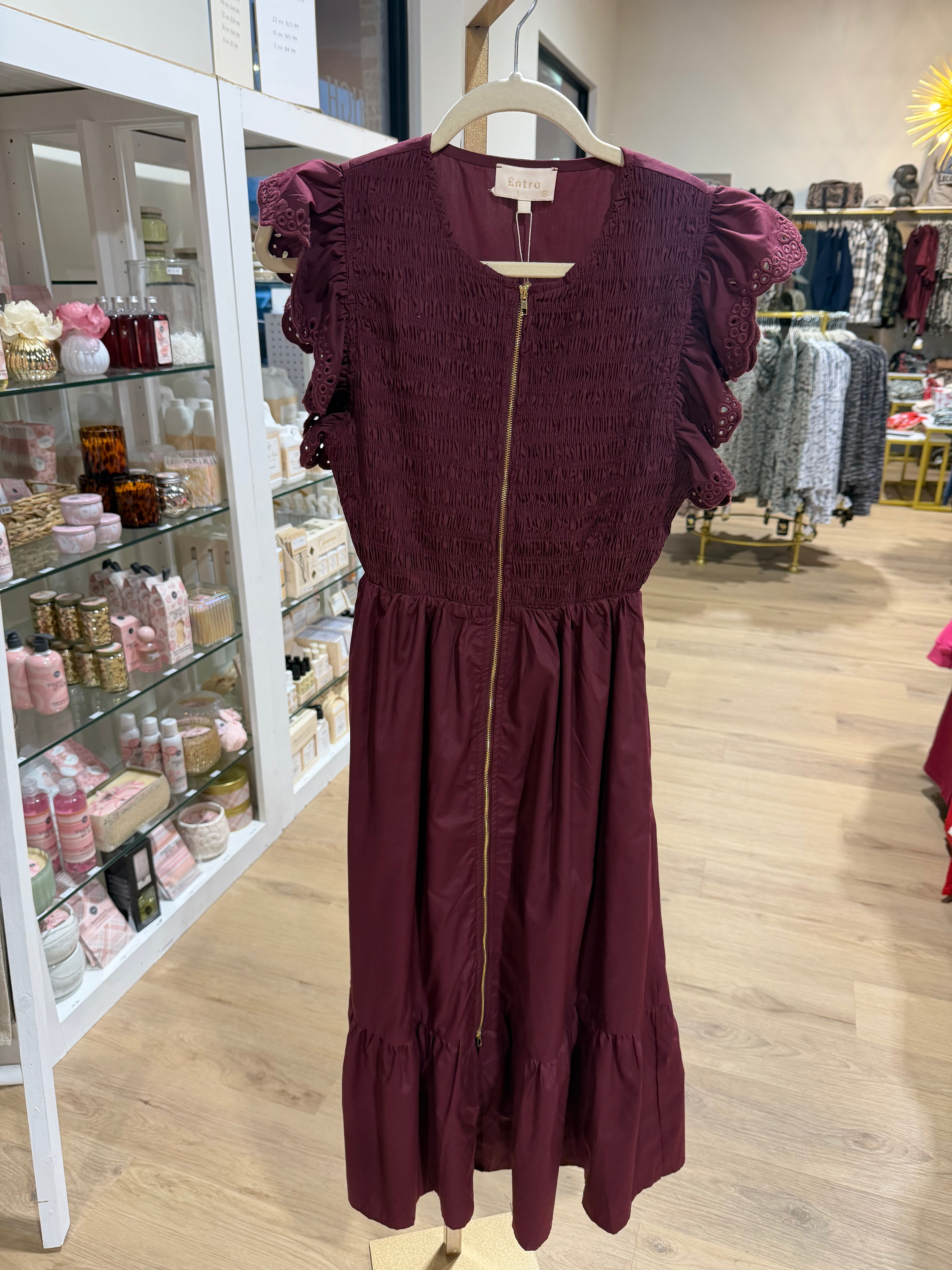 Zip-up Ruffle Sleeve Dress