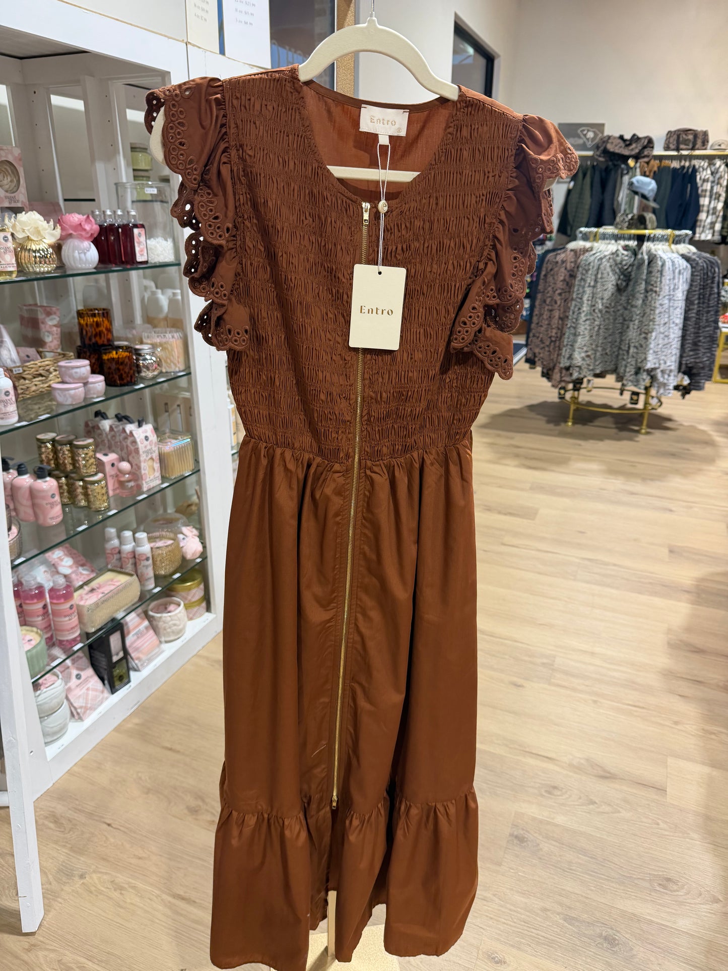 Zip-up Ruffle Sleeve Dress