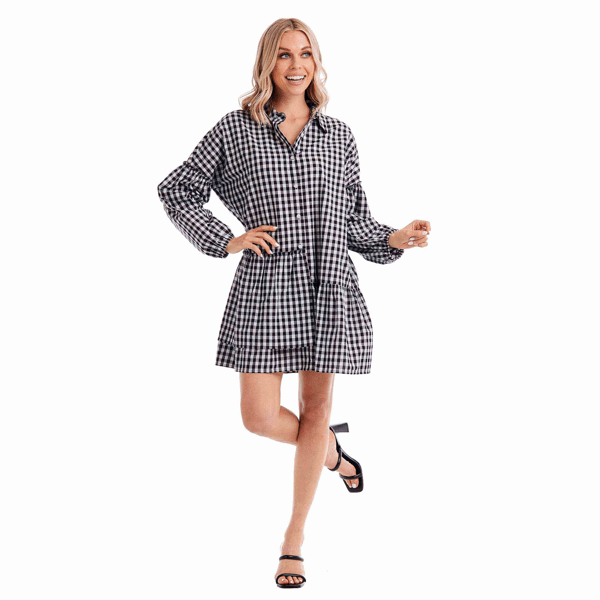 BLACK MARY RUFFLE DRESS