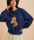 HORSE MOTIF KNITTED SWEATER