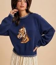 HORSE MOTIF KNITTED SWEATER