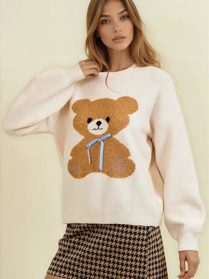 BEAR KNITTED PULLOVER SWEATER - 45566T