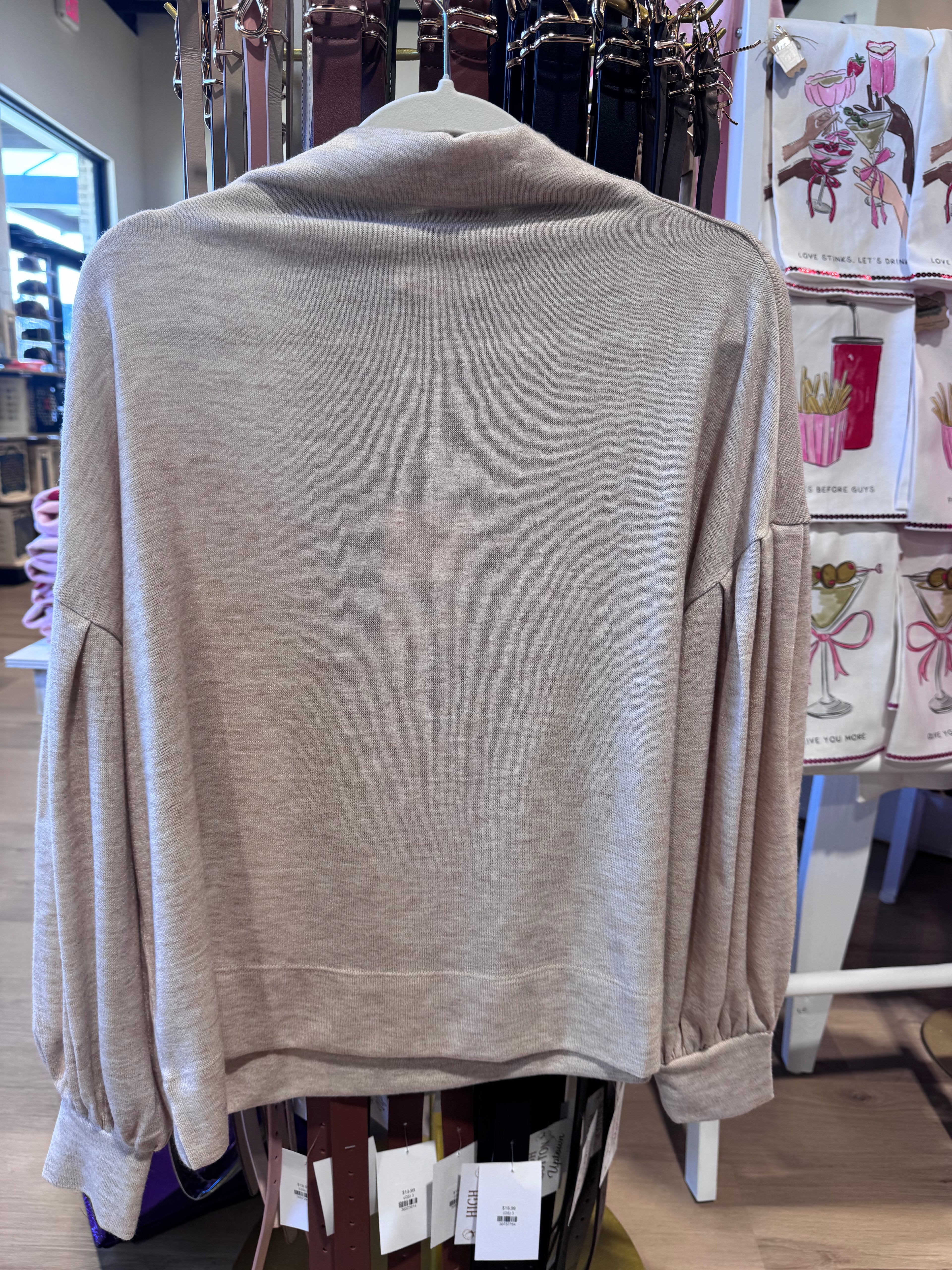 Solid long sleeve mock neck knit top