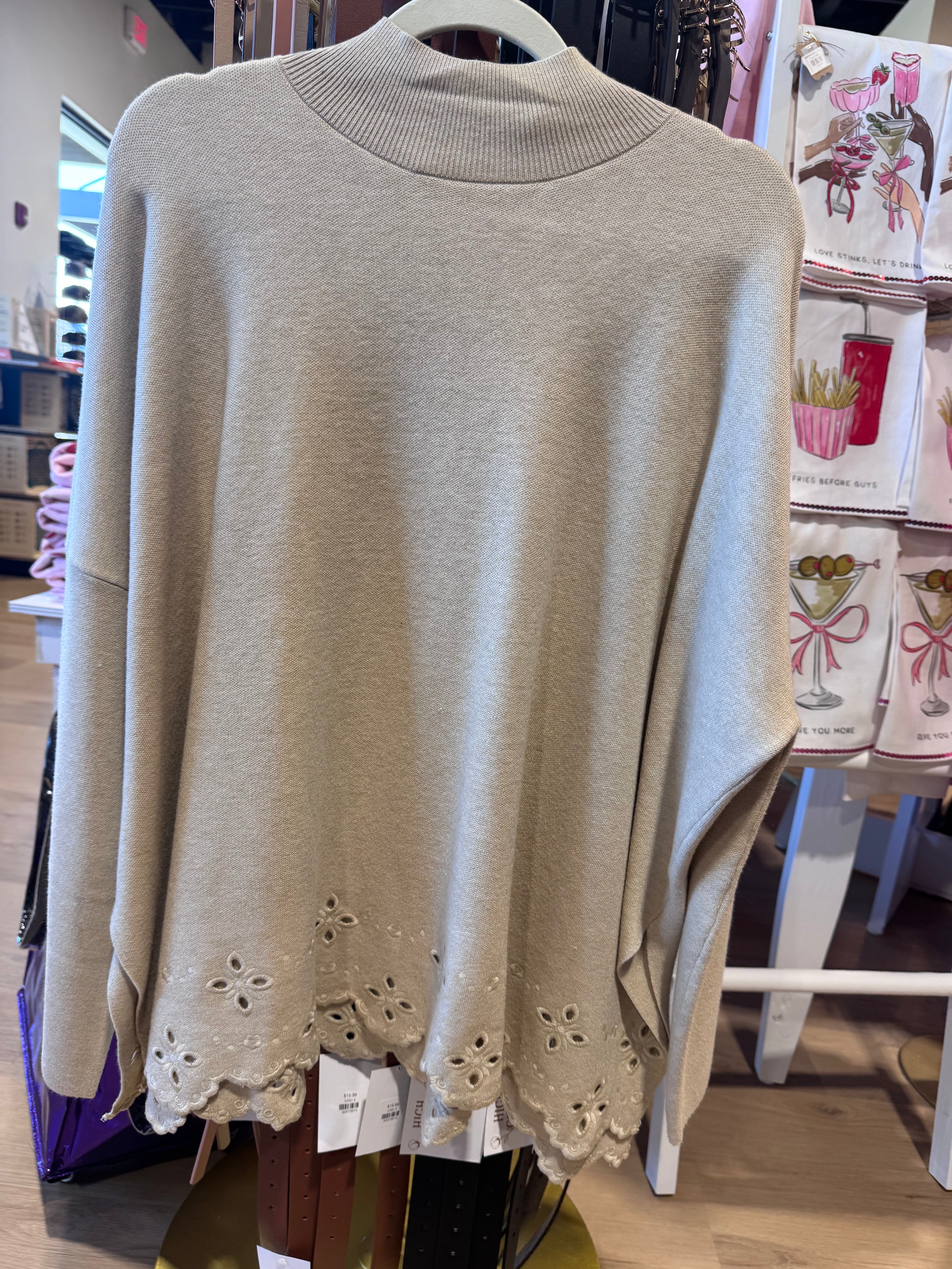 Solid mock neck long sleeved oversize sweater knit pullover