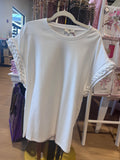 Solid round neck braided sleeve top