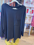 Ribbed round neck long sleeve top