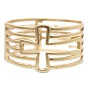 Golden cross bracelet with hinge.
