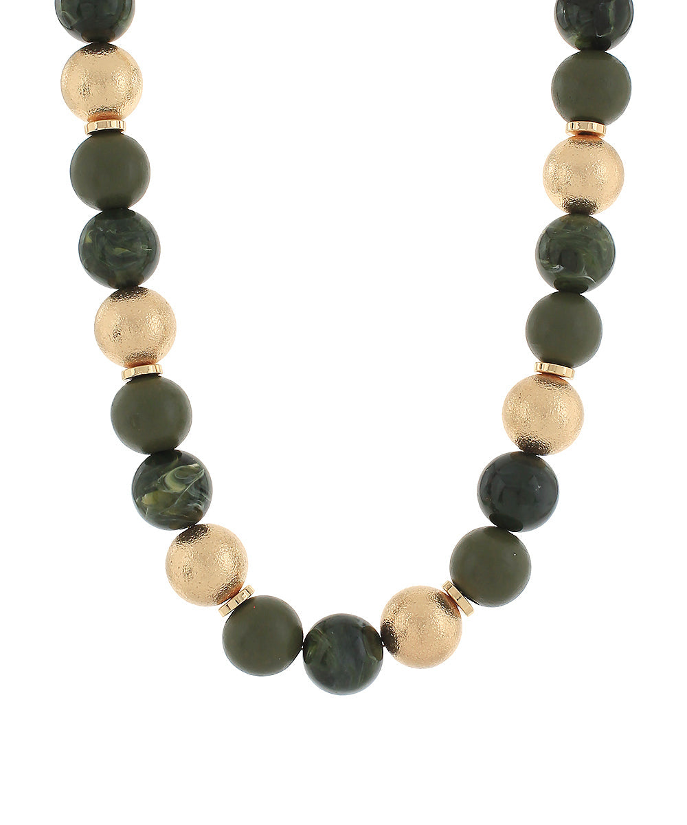 CCB, Wood, Acrylic Ball Bead Necklace