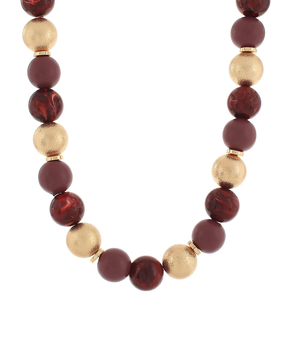 CCB, Wood, Acrylic Ball Bead Necklace
