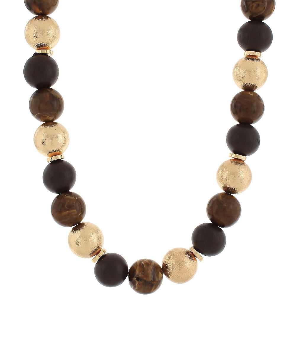 CCB, Wood, Acrylic Ball Bead Necklace