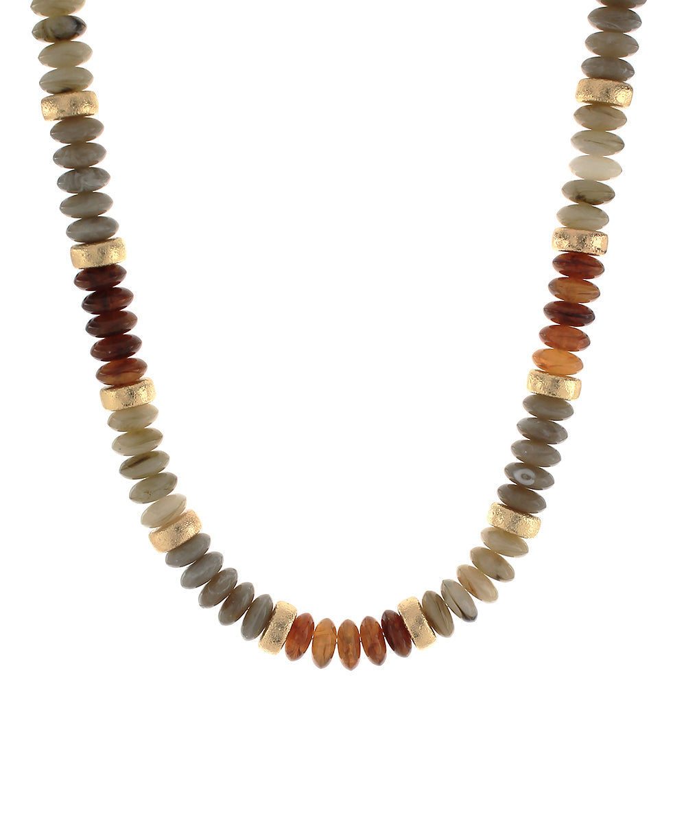 Fall Marble Rondelle Bead Necklace