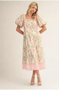 Square Neck Floral Midi