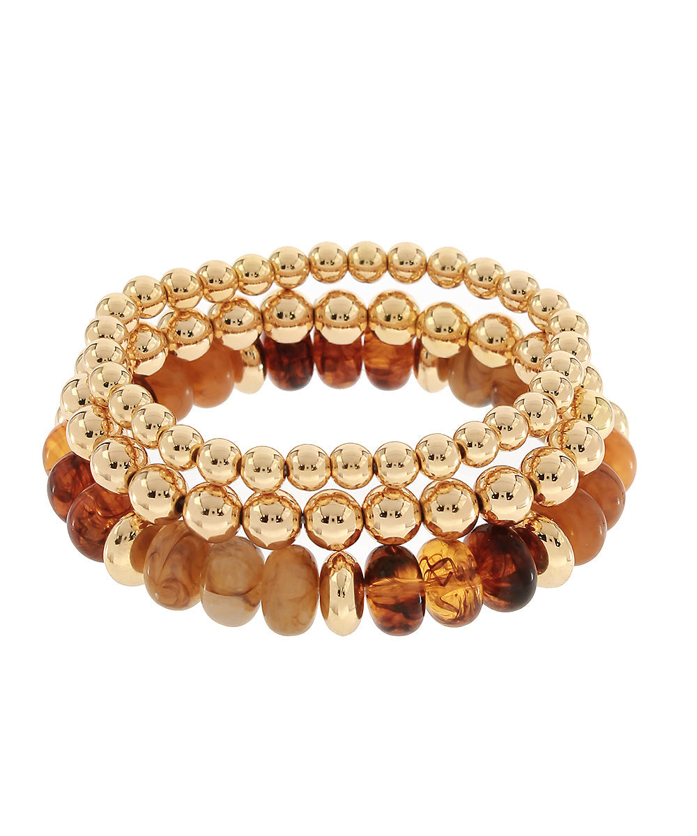 3 Row Marble & CCB Bead Bracelet