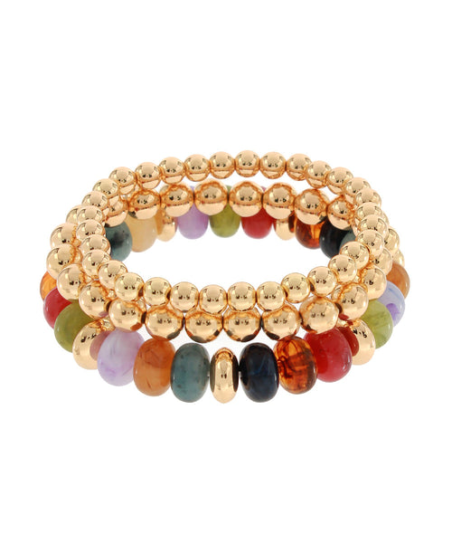 3 Row Marble & CCB Bead Bracelet