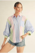Stripe Mix Button Down