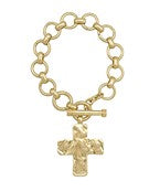 Hammered Cross Chain Bracelet