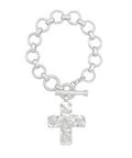 Hammered Cross Chain Bracelet