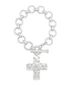 Hammered Cross Chain Bracelet