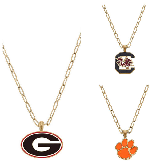 Assorted College Enamel Pendant Necklaces.