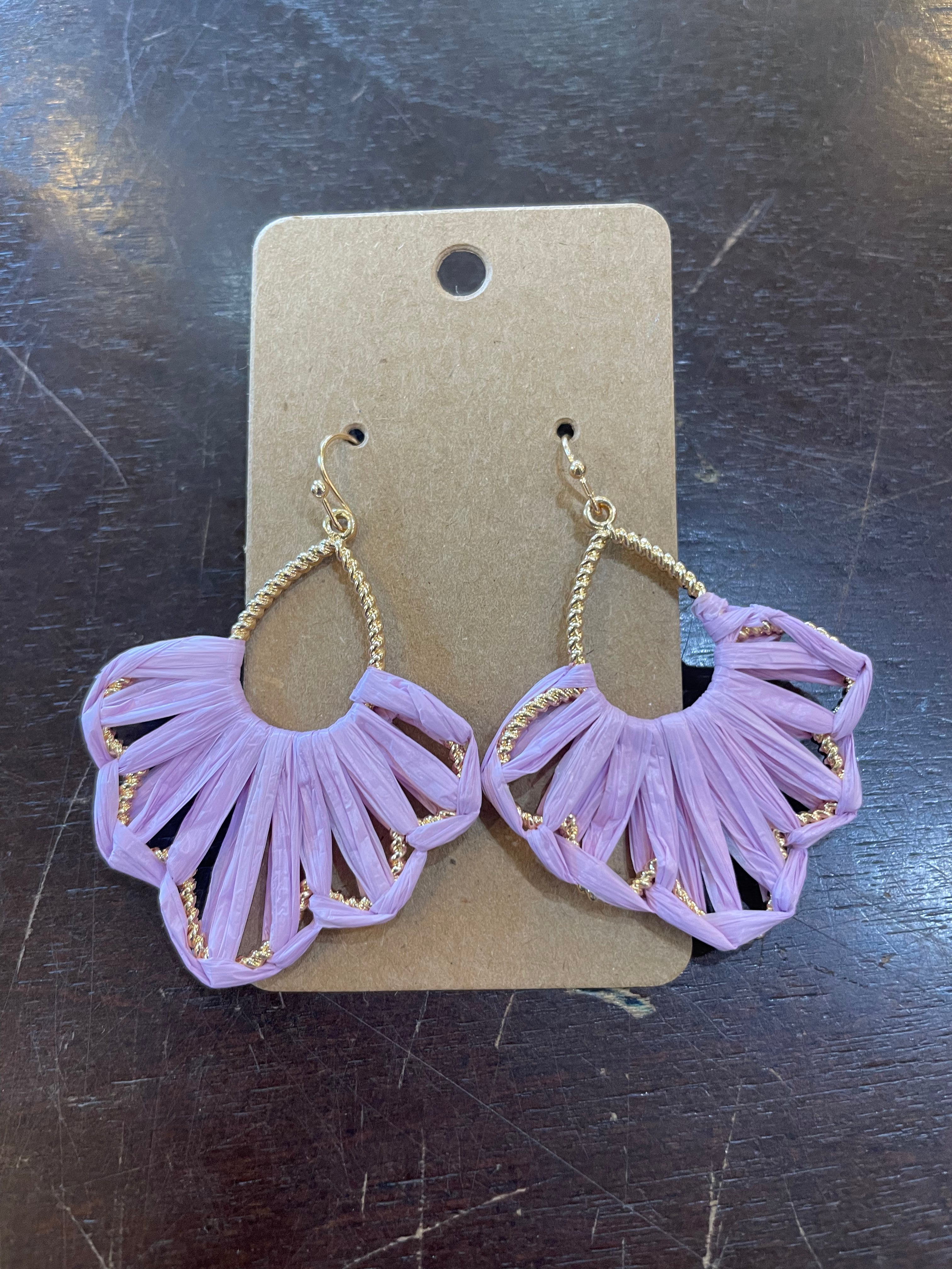 Wrapped Raffia Wire Earrings