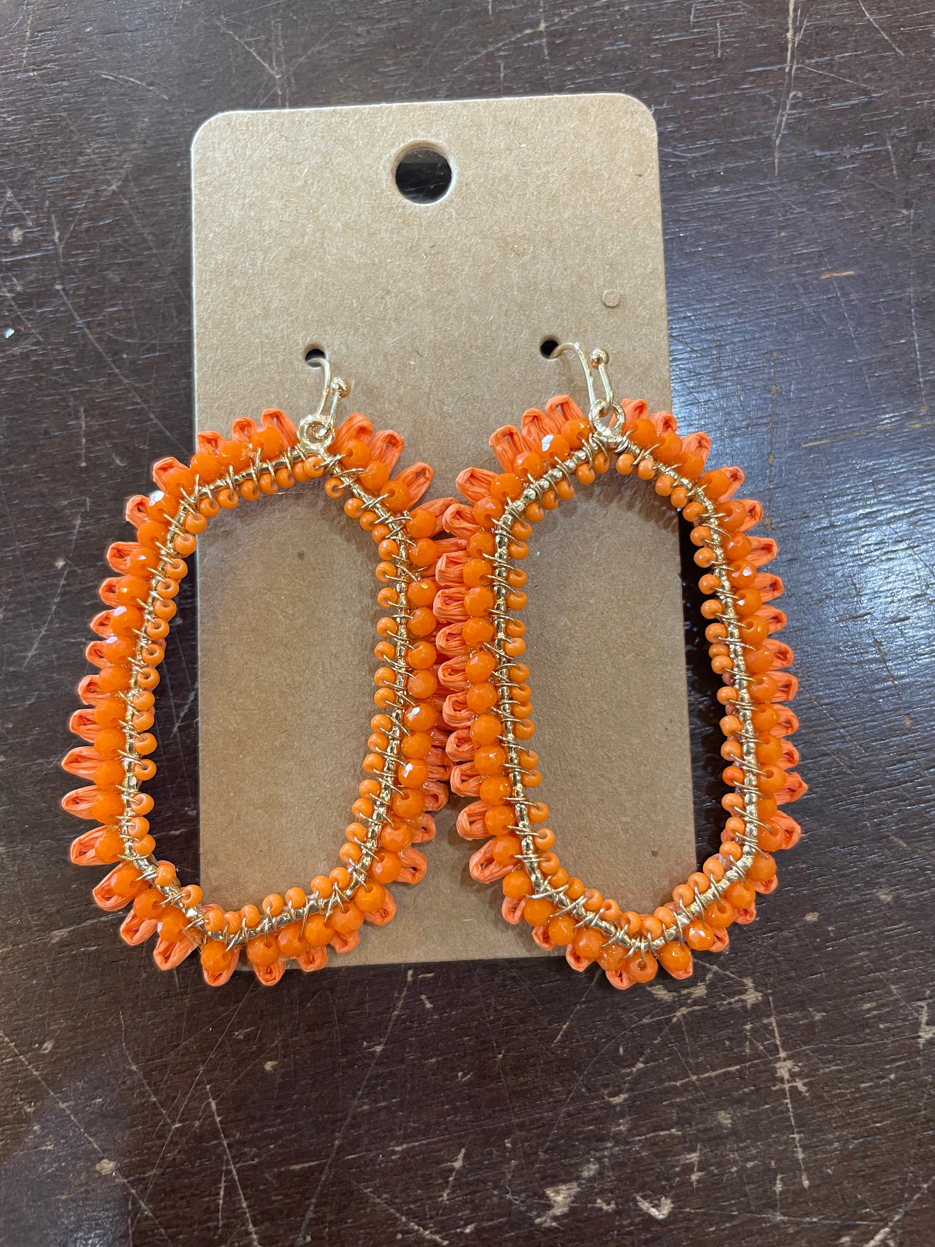Beaded Open Hexagon Earrings