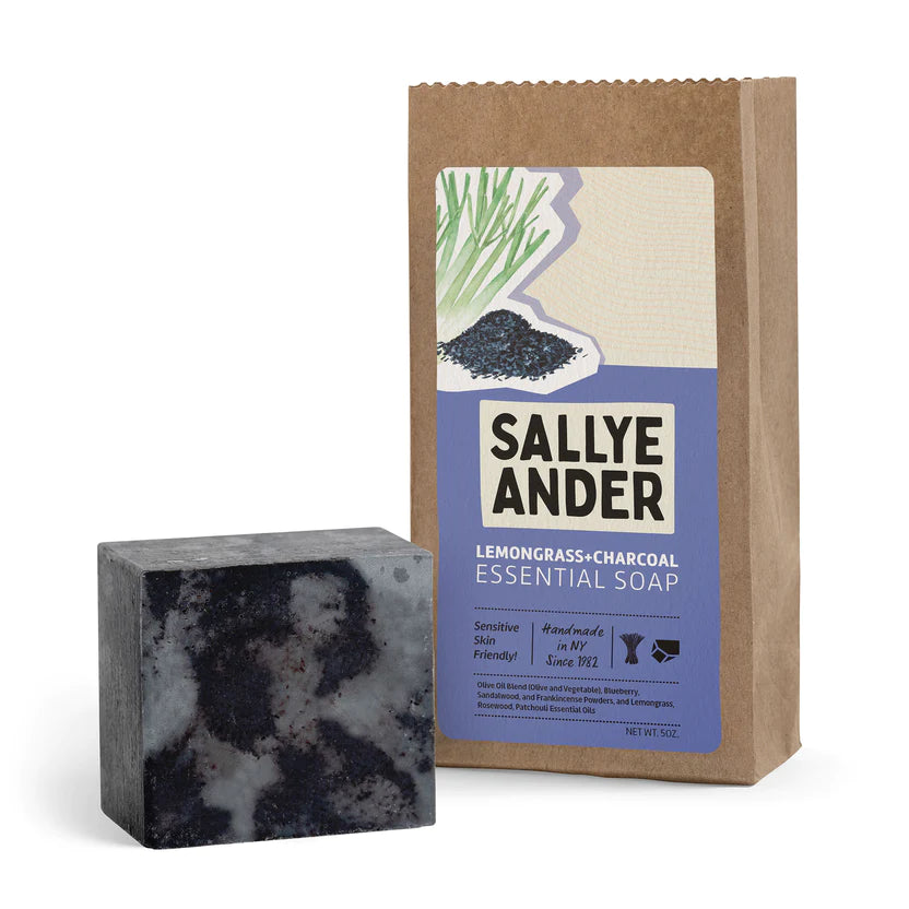 Sallye Ander "Lemongrass + Charcoal" essential soap.