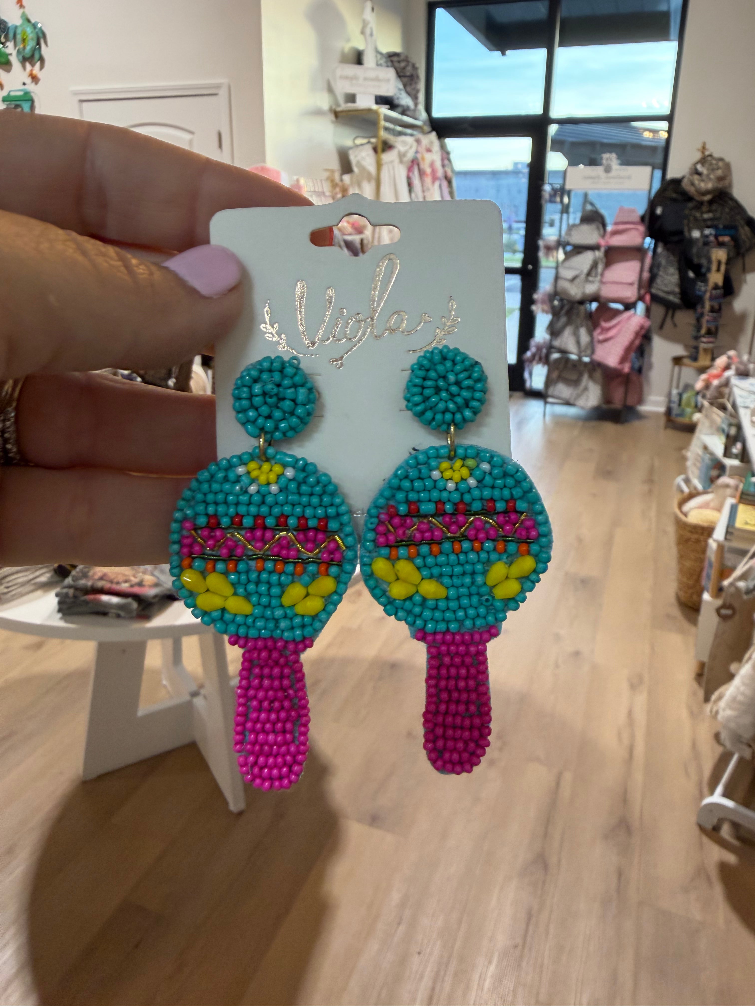 Beaded Maraca Earrings