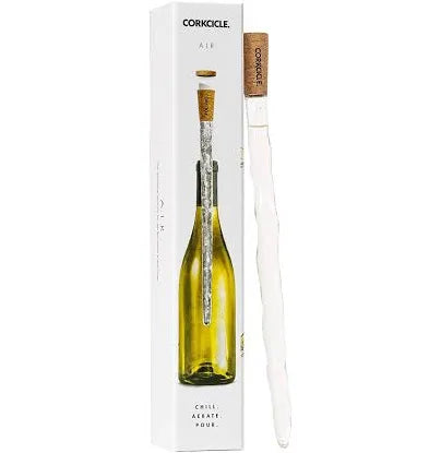 Corkcicle Air in white packaging with wine bottle on front.