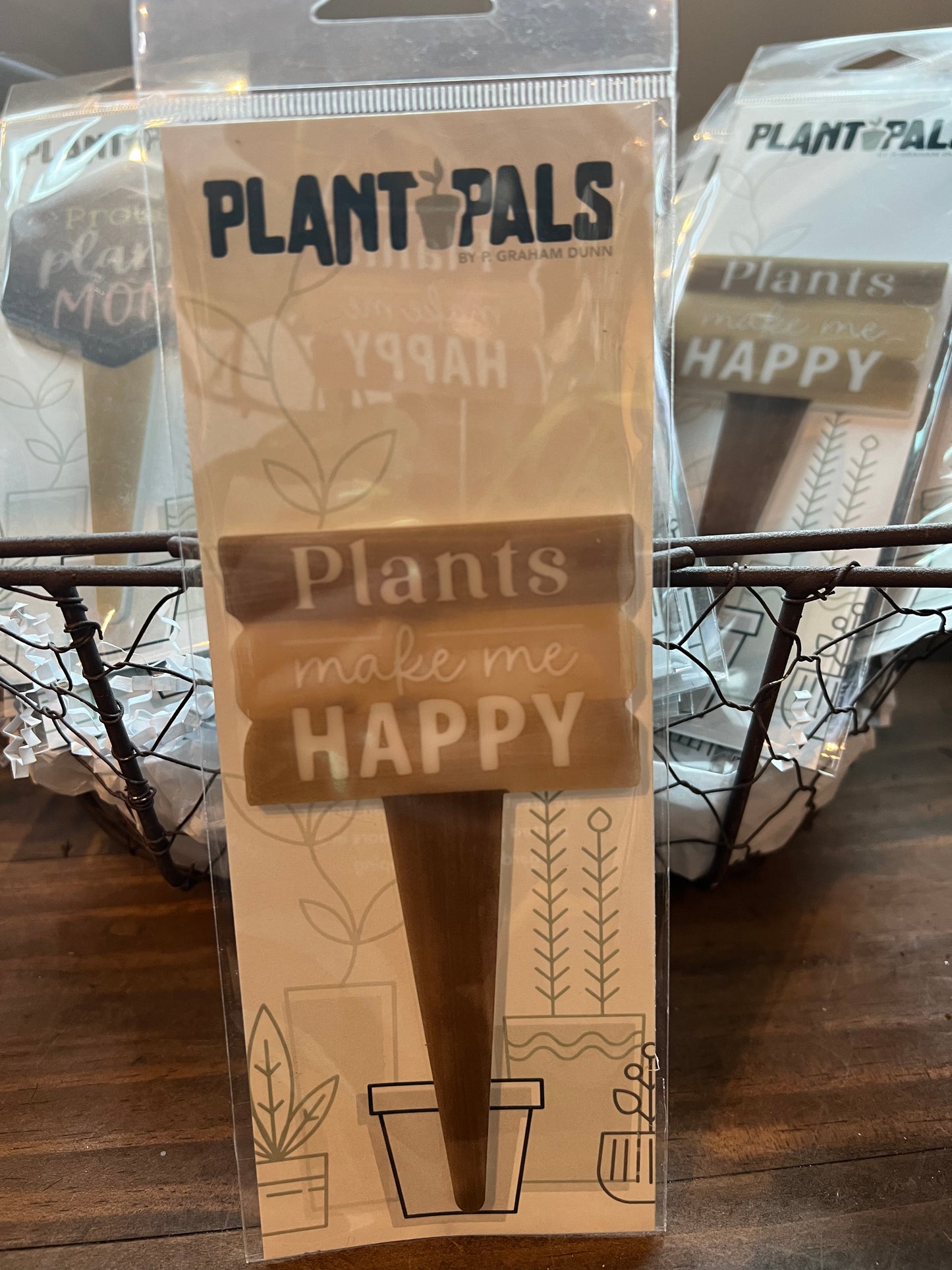 Wooden sign "Plants Make Me Happy" plant pal sign.