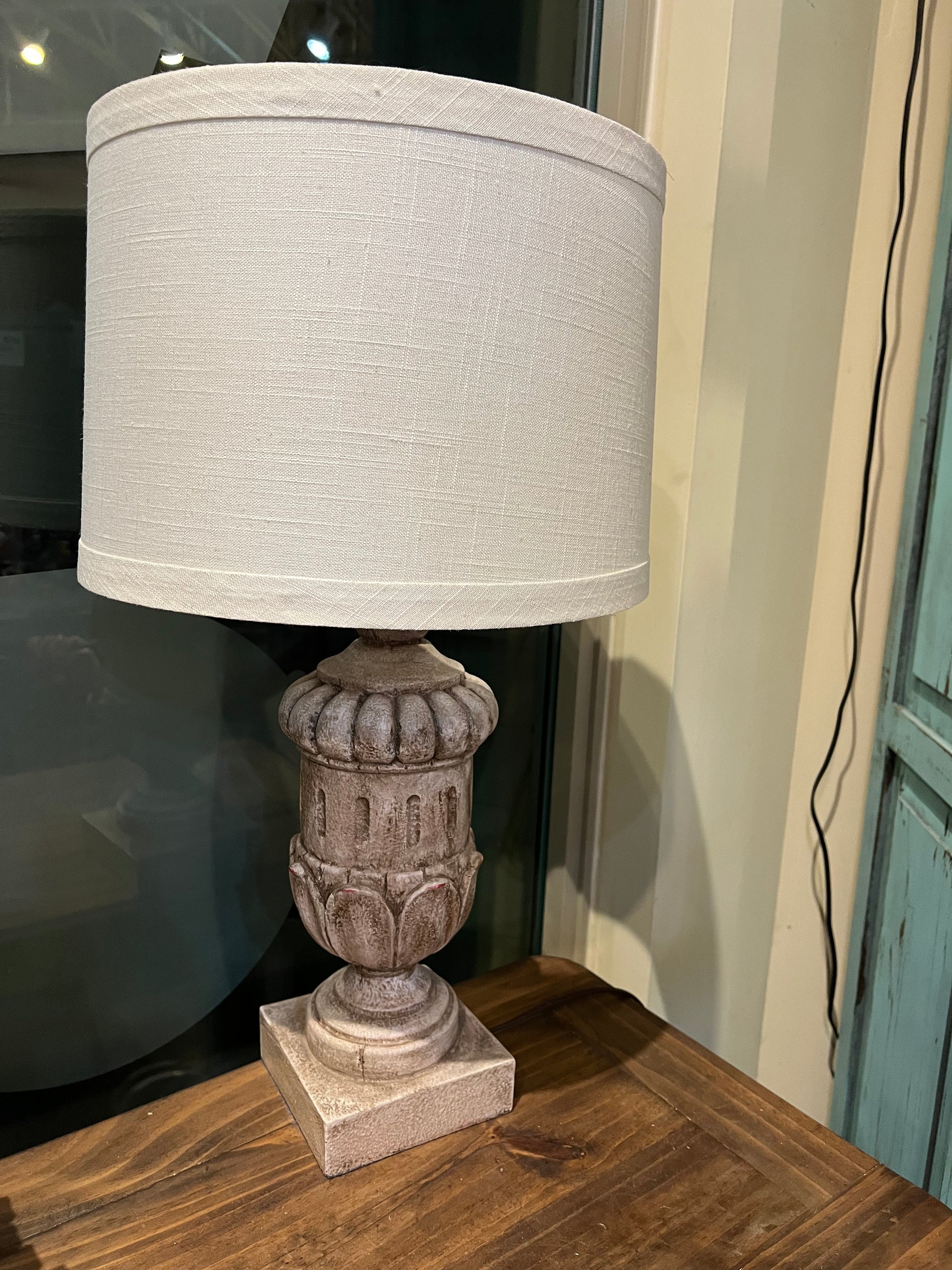 Distressed Urn Base Lamp.