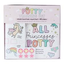 "All Princess Potty" potty training sets with board book and stickers.