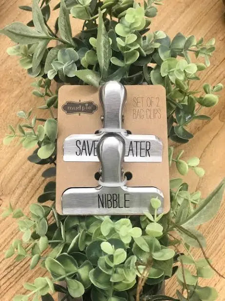 Metal Chip Clip Set with "Save for Later" & "Nibble".