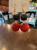 Game Day Raffia Double Ball Earrings