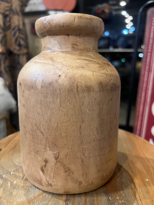 7-inch natural wood vase.